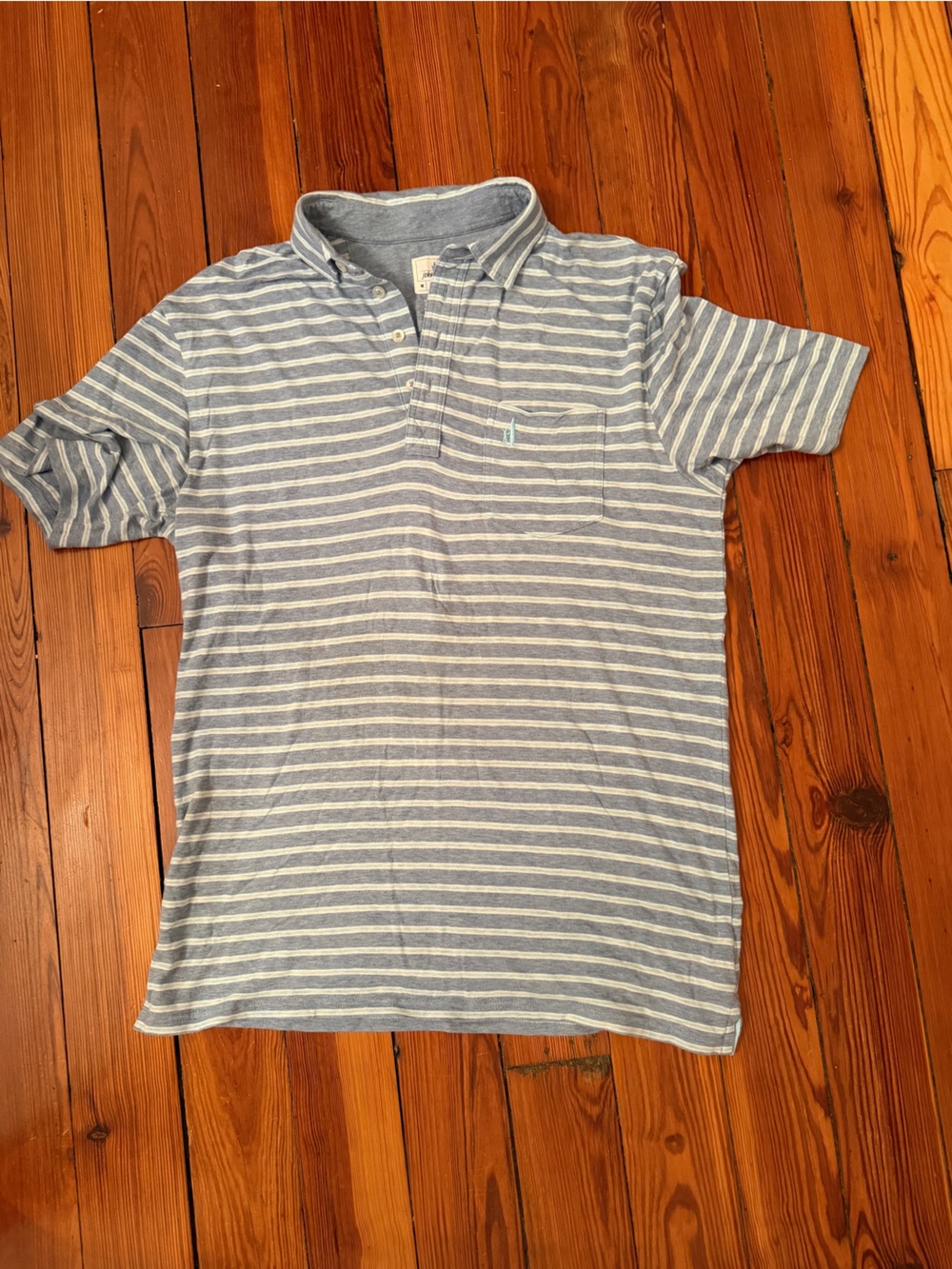 johnnie-O Light Blue and White Striped Polo